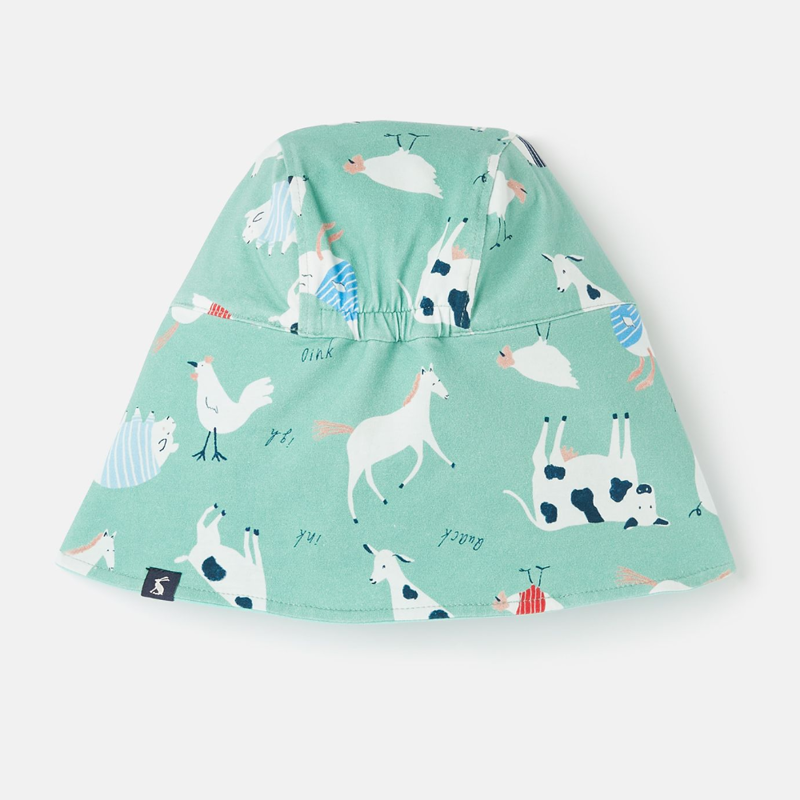 Joules Sonny Legionaire Style Jersey Hat - Farmyard Fun Blue -1